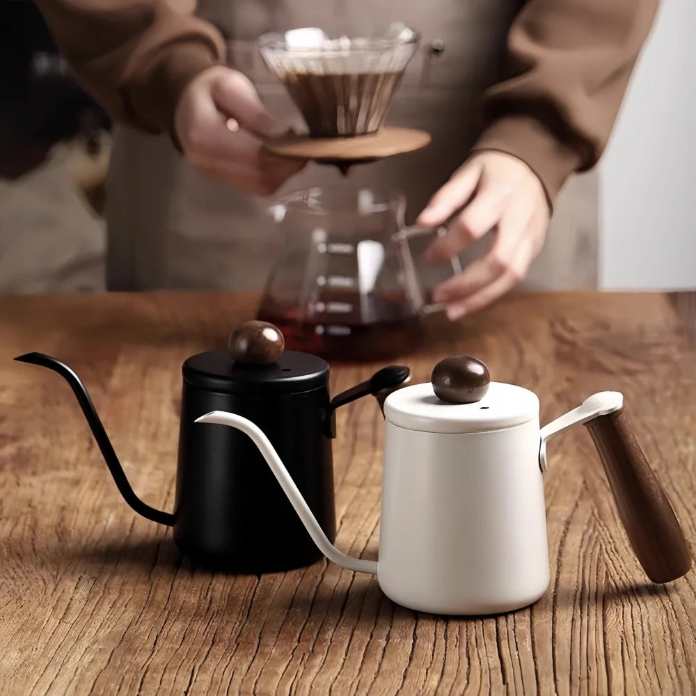 Bule para Café Sofisticado em Aço Inoxidável com Cabo de Madeira 350ml ou 600ml