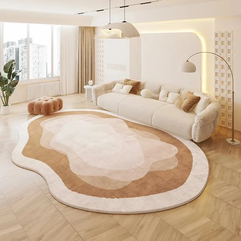 Tapete De Pelúcia De Forma Irregular De Cor Creme, Tapete Do Quarto Da Sala De Estar, Mesa De Café De Cabeceira Macia, Esteiras De Vestiário