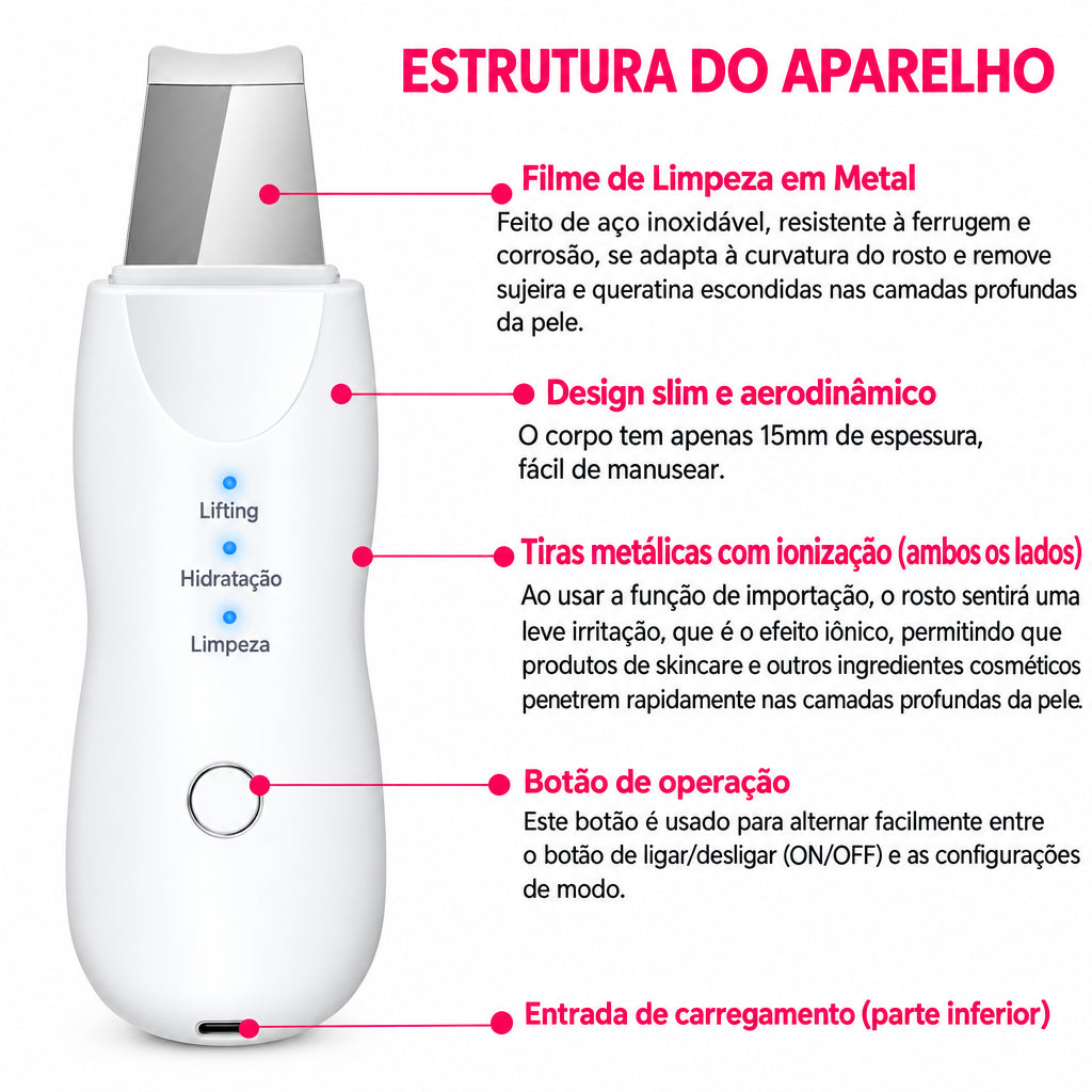 Aparelho de Peeling Facial para Limpeza Profunda e Renovação da Pele