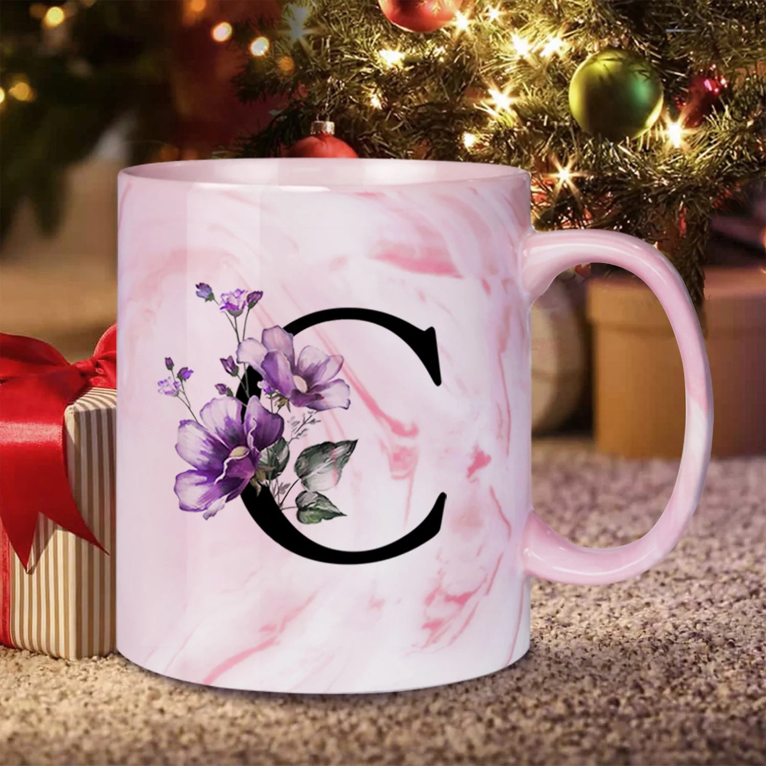 Caneca Floral Iniciais Letras - 320ml