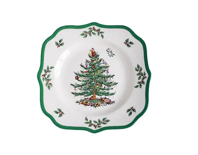 Cerâmica de Natal Louça Quadrada, Placa Longa de Alta Qualidade Padrão De Planta Vintage, Salada De Frutas Domésticas, Novo