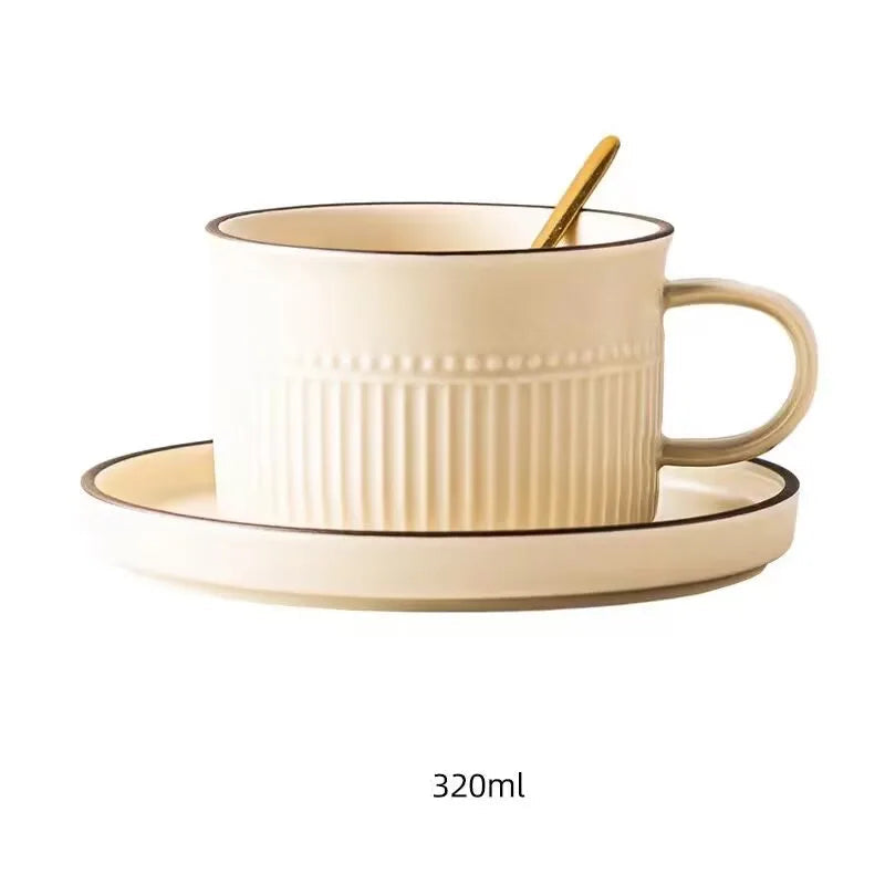 Conjunto Xícara de Cerâmica Nórdica para Café e Chá - 320ml