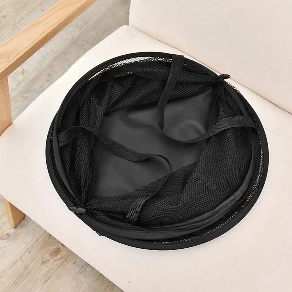 Cesta Dobrável de Malha para Roupas com Alças Reforçadas