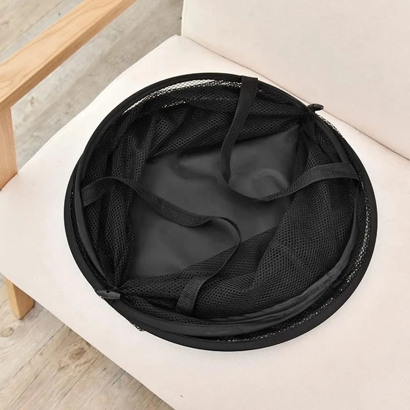 Cesta Dobrável de Malha para Roupas com Alças Reforçadas