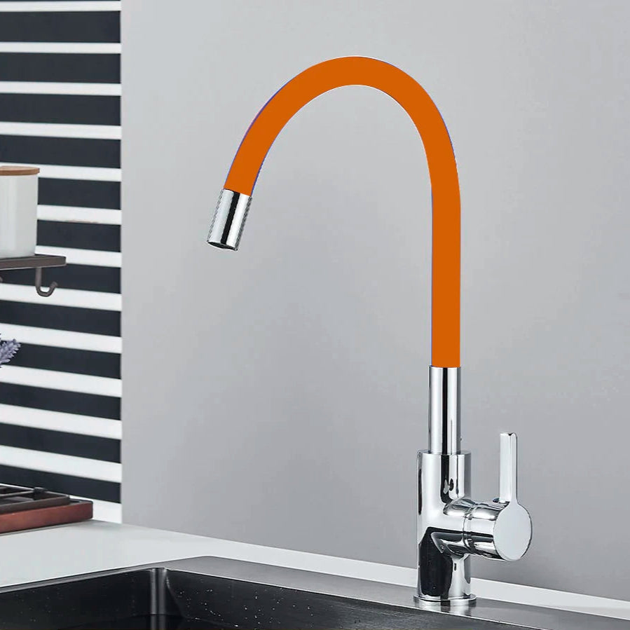 Torneira de pia de cozinha e nariz de gel de sílica, torneira de água quente e fria em várias cores disponíveis, qualquer direção, com montagem rotativa