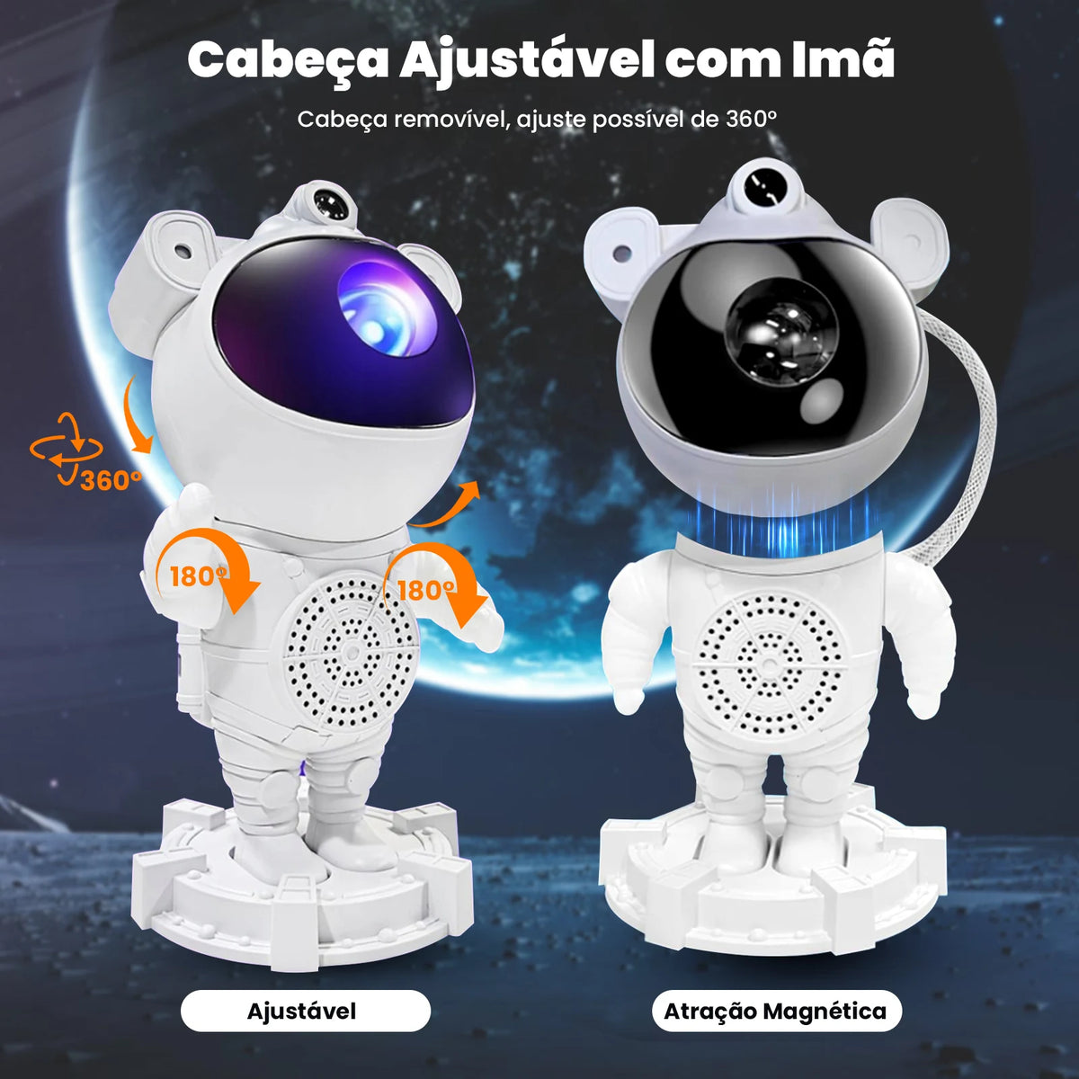 Luminária Projetor Astronauta Galáxia LED com Bluetooth e Controle Remoto