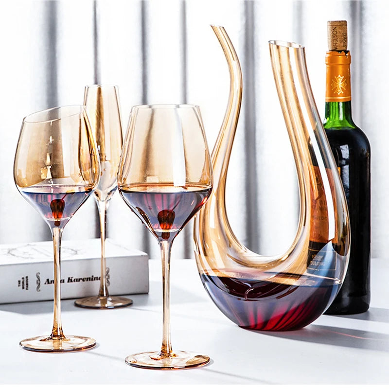 Cristal âmbar vinho tinto vidro Decanter, Borgonha Borgonha Borgonha Cálice, Taça De Degustação De Barriga Grande, Bar e Casa, Festa De Casamento, Copos