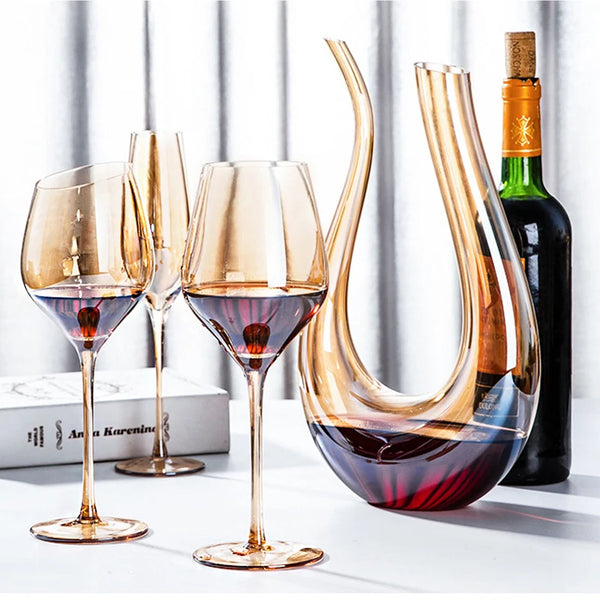 Cristal âmbar vinho tinto vidro Decanter, Borgonha Borgonha Borgonha Cálice, Taça De Degustação De Barriga Grande, Bar e Casa, Festa De Casamento, Copos