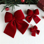 Decoração de arco de natal veludo vermelho arco nó enfeites pendurados diy árvores de natal pingente para decorações de festa em casa de férias
