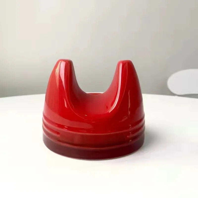 Suporte Elegante de Cerâmica para Tampa e Colher