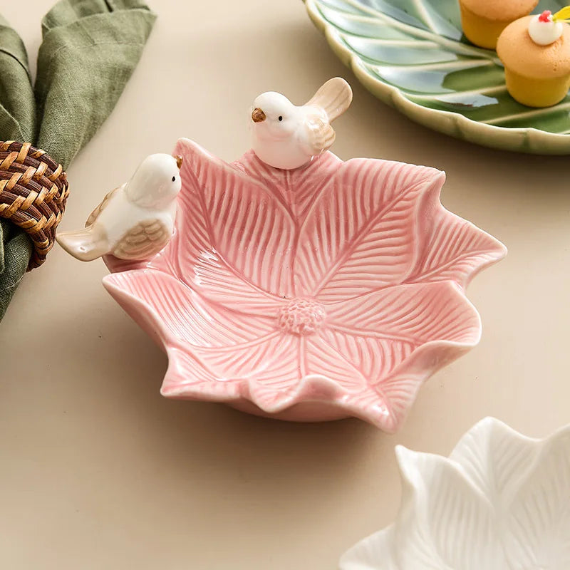 Bandeja de cerâmica Dim Sum Pássaro Criativa Prateleira para Armazenamento de Jóias Mesa de Chá em Casa Decoração Presentes Bonitos, Novos