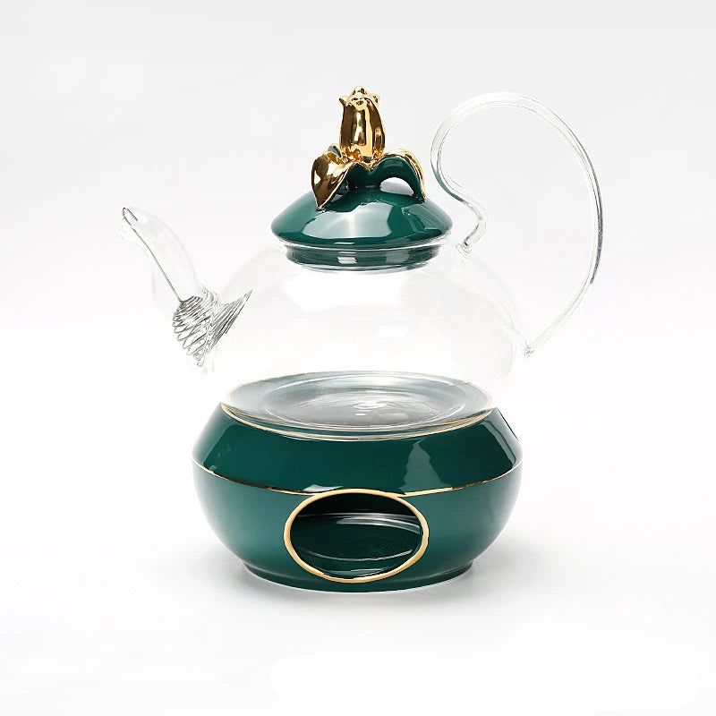 Conjunto De Bule De Flor Pyrex, Base De Aquecimento De Velas, Chaleira De Chá