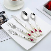 Conjunto Talheres Rosas Pintada 8 ou 10pcs