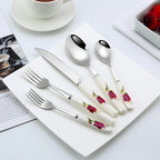 Conjunto Talheres Rosas Pintada 8 ou 10pcs