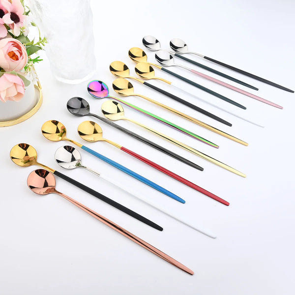 Kit Colheres de Aço Inox com Cabo Longo - 10pcs