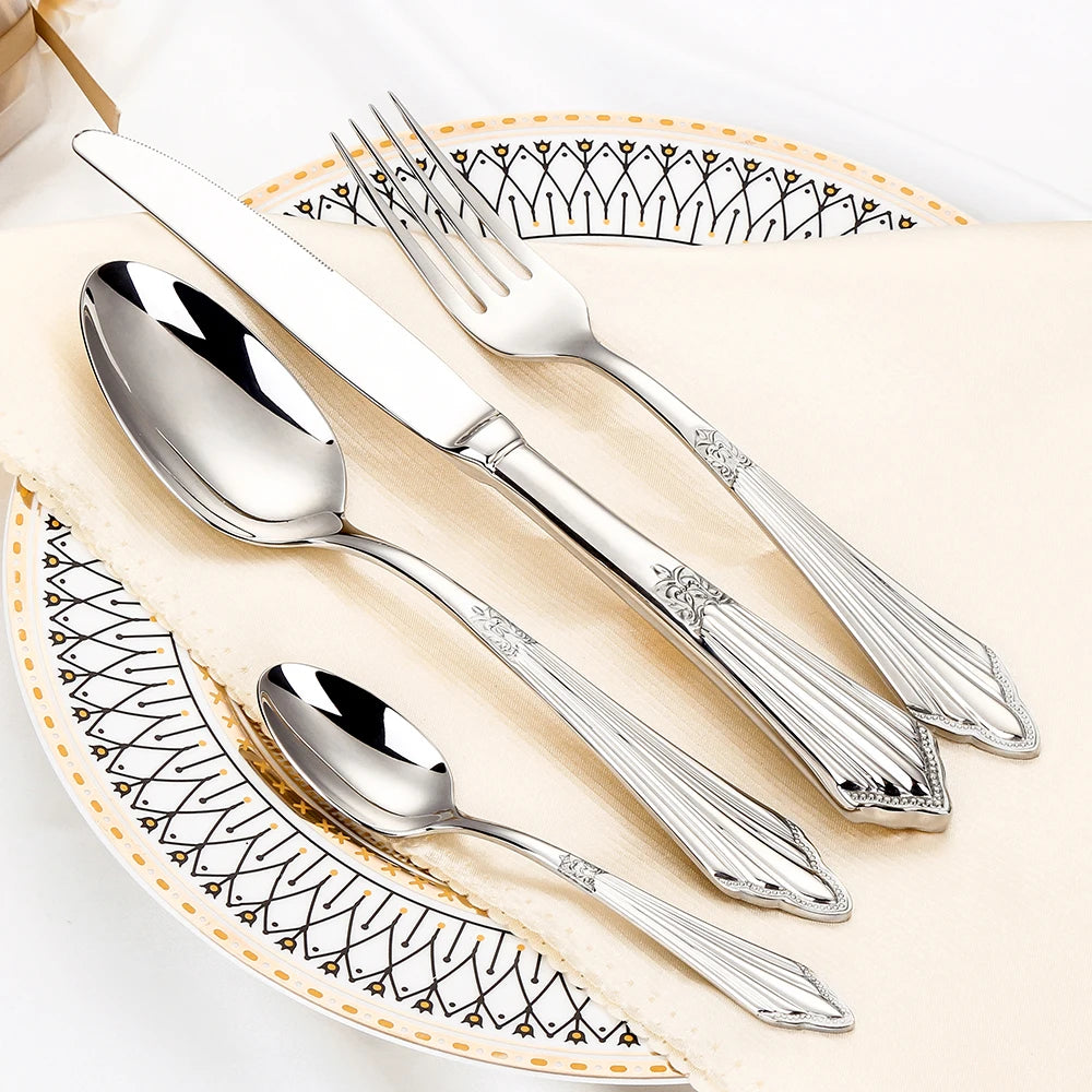 Kit Talheres Prata em Aço Inox - 8pcs