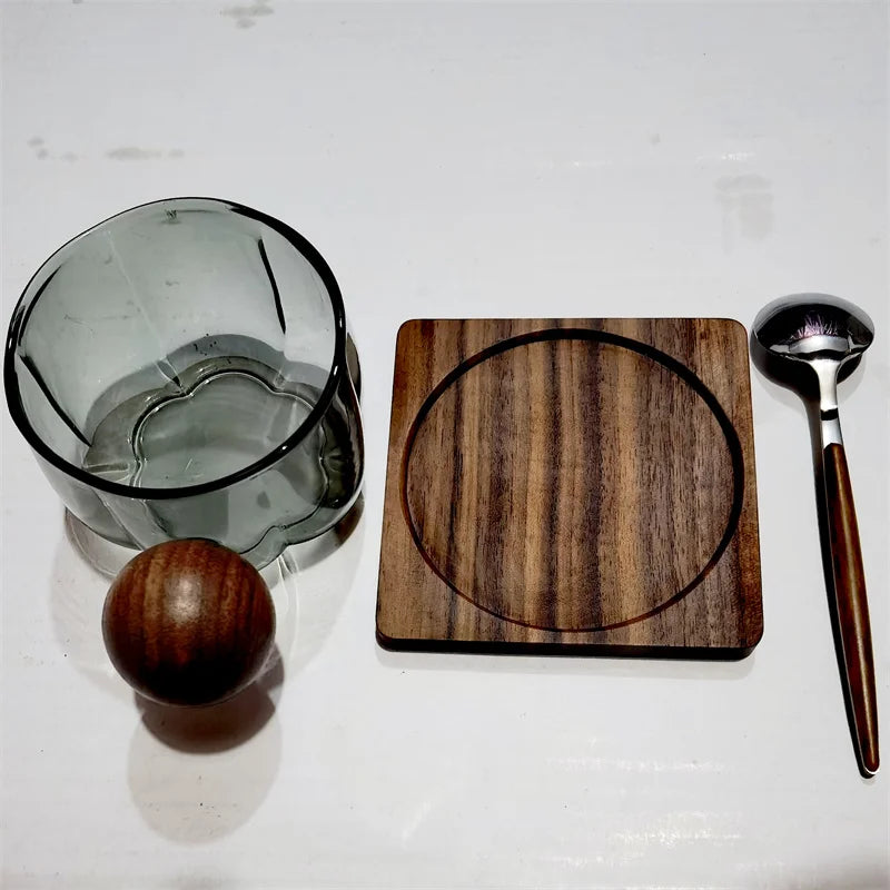 Caneca com Alça + Pires e Colher de Madeira - 200ml