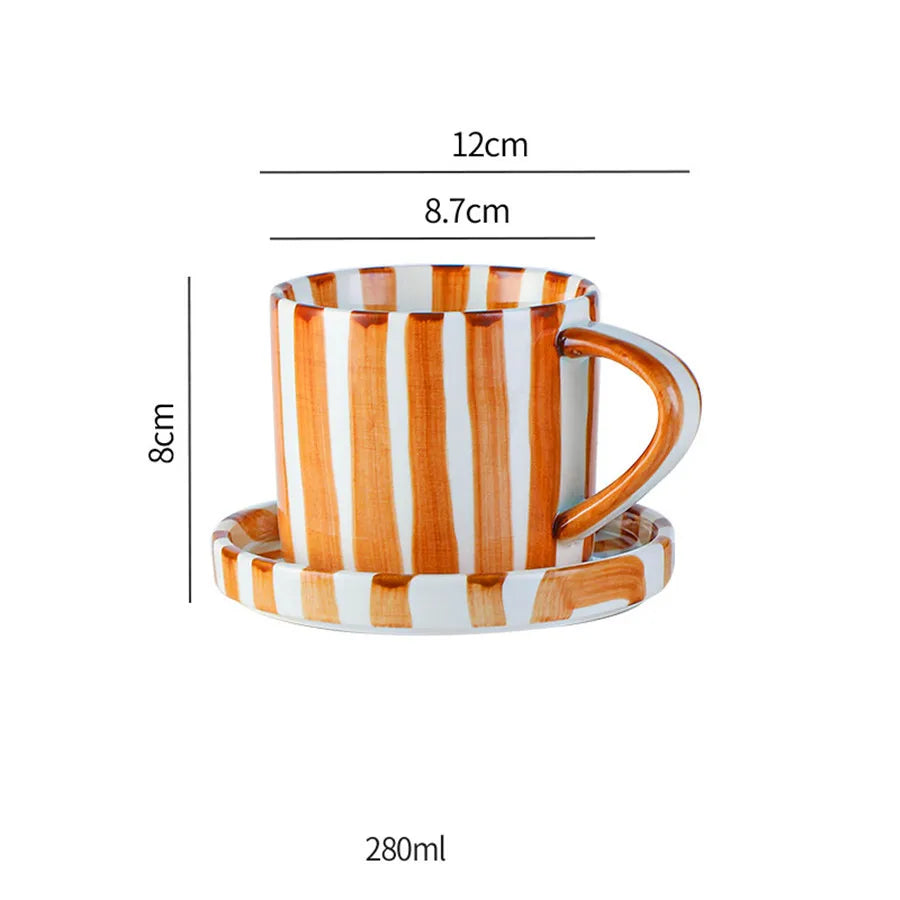 Conjunto de Cerâmica Listrado para Café e Chá