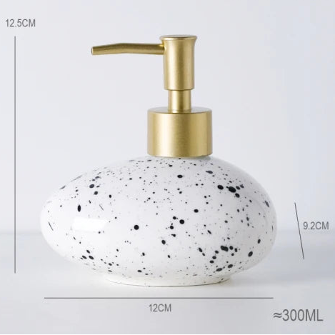 Dispenser de Cerâmica Marmorizado com Detalhes Dourados