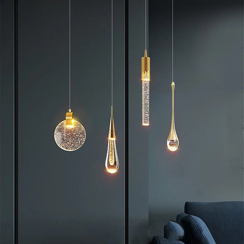 Modern Bubble Crystal Chandelier, Lâmpada suspensa, Luzes pendentes para sala de jantar, Quarto, Bar, Café, Lâmpada LED para decoração de casa