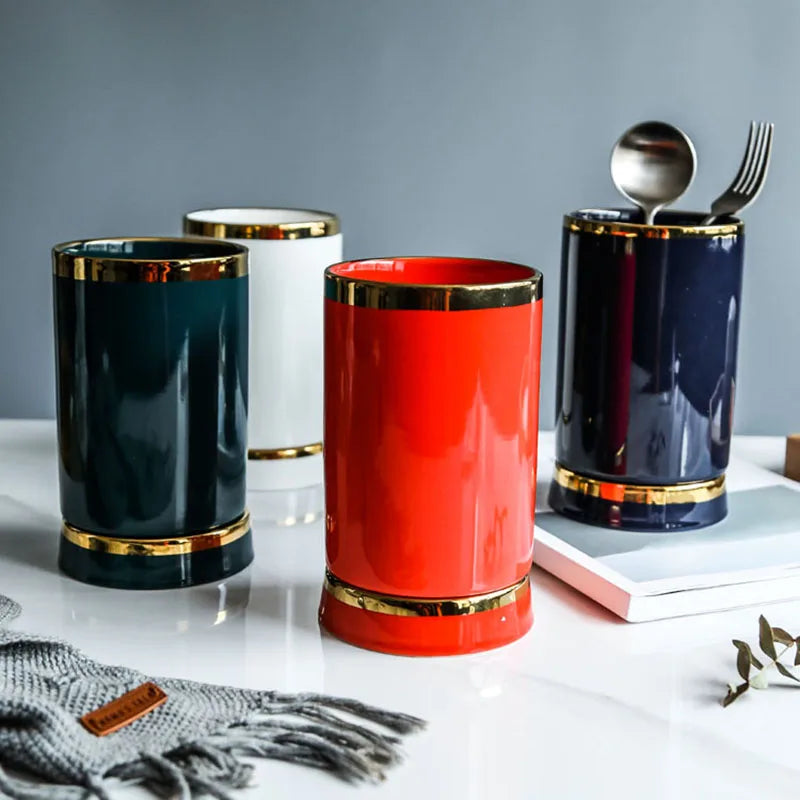 Organizador de Talheres em Cerâmica Elegante