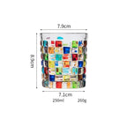 Copo de Vidro Formato Quadrados Colorido