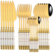 Jogo Talheres Dinamarquês Inox Cerâmica 24 Pcs