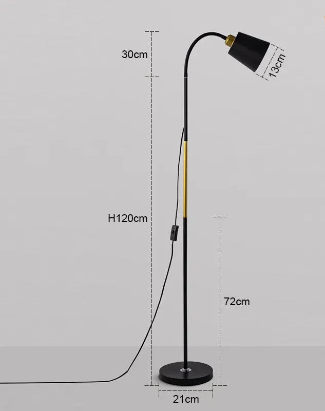 Ferro forjado ajustável LED Floor Lamp, Pé Lamp, Quarto, Estudo, Leitura, Cabeça, Cabeceira, Simples
