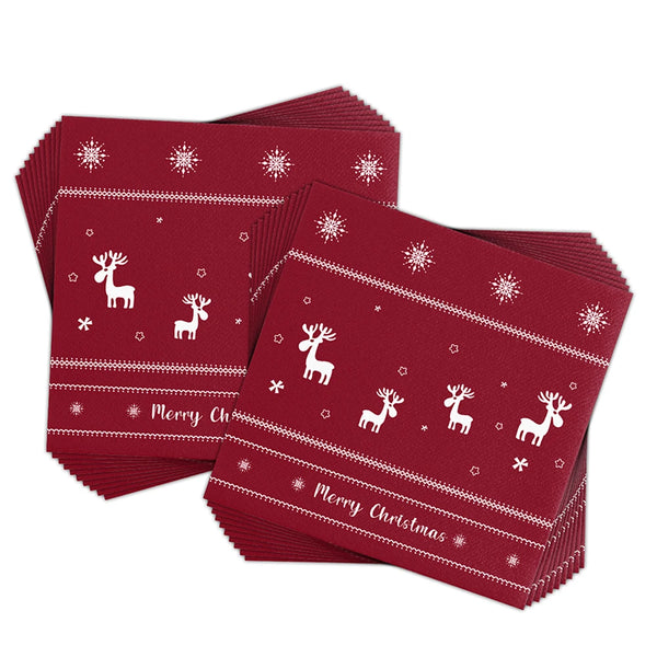 20-100 pces guardanapos de papel de natal boneco de neve santa elk guardanapos de cocktail descartáveis para decorações de festa de natal do feriado