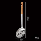 Conjunto de Utensílios de Cozinha Prata em Aço Inox com Cabo de Madeira