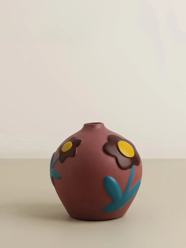 Desktop Vaso De Flor De Cerâmica, Arranjo De Flores, Sala De Estar Criativa, Decoração De Casa, Morandi Pintado Dispositivo