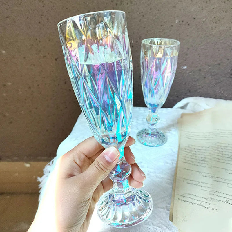 Colorido Diamante Champanhe Copo, Copo De Vinho, Uísque, Festa, Café, Leite, Copo De Água, Coquetel, Copos De Suco, Aniversário, Presente De Casamento
