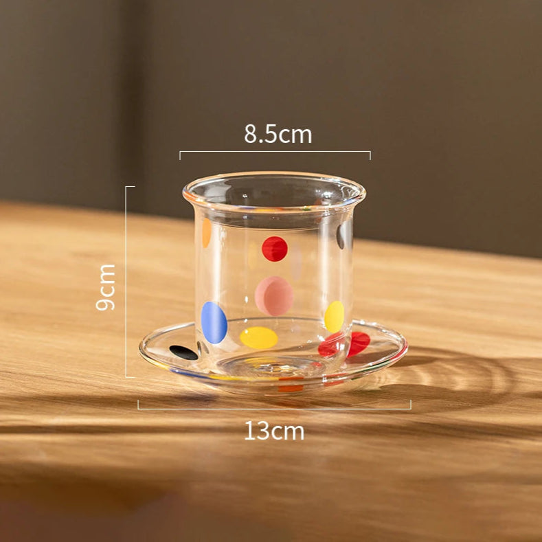 Copo de Vidro Bolinhas Coloridas