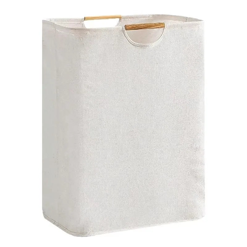 Cesto de Roupa Suja Luxo com Alças de Bambu
