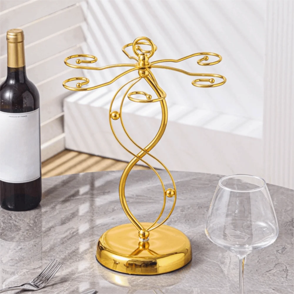 Suporte Elegante para Taças de Vinho em Ferro com 6 Ganchos