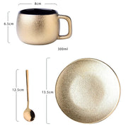 Xícara Dourada em Porcelana 300ml - Estilo Minimalista