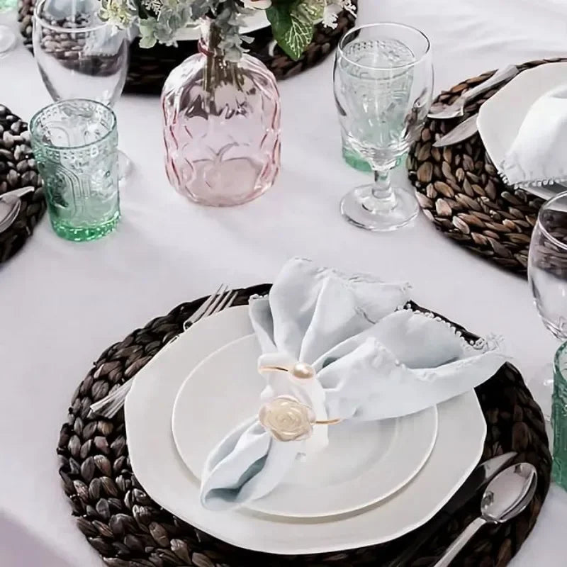 Jogo Anéis de Guardanapo Pérola e Rosa - 6 ou 12pcs