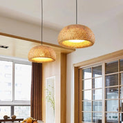 Luminária Pendente de Bambu Artesanal Trançada