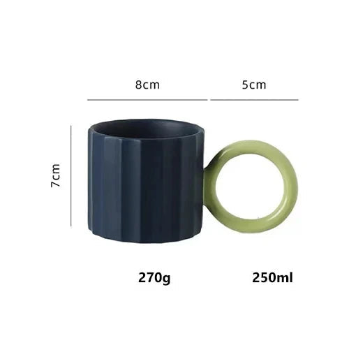 Caneca cerâmica nórdica com alça redonda, copo de casal criativo, cofre para microondas, café, chá, leite, água, presente de aniversário, 1pc