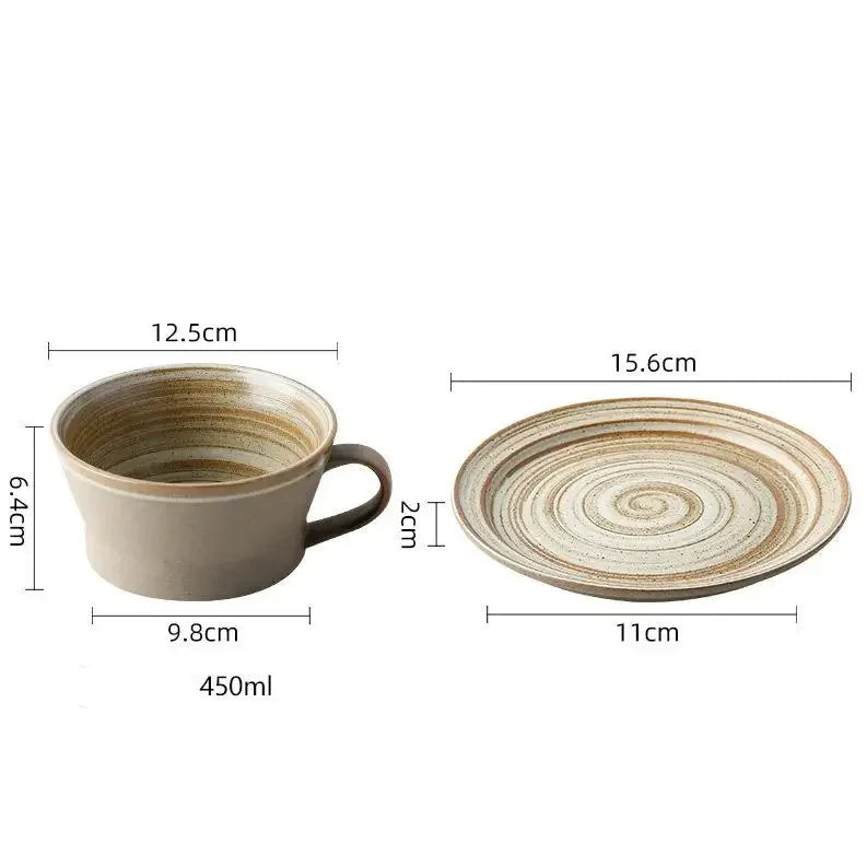 Kit de Xícara Retrô em Cerâmica com Pires