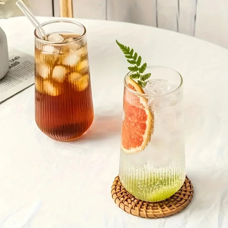 Kit Copos de Vidro Listrado - 4pcs