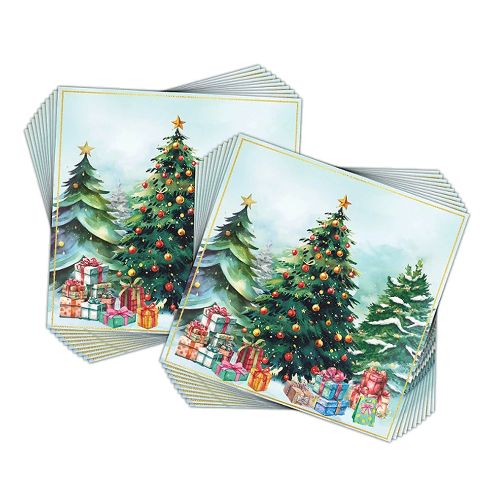 20-100 pces guardanapos de papel de natal boneco de neve santa elk guardanapos de cocktail descartáveis para decorações de festa de natal do feriado