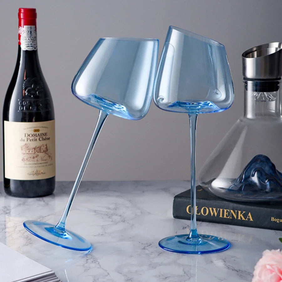 Taça de Cristal Azul Elegante 580ml de Luxo
