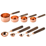 Colher De Medição De Aço Inoxidável Com Cabo De Madeira, Ferramentas De Cozimento, Copo De Medição, 8Pcs