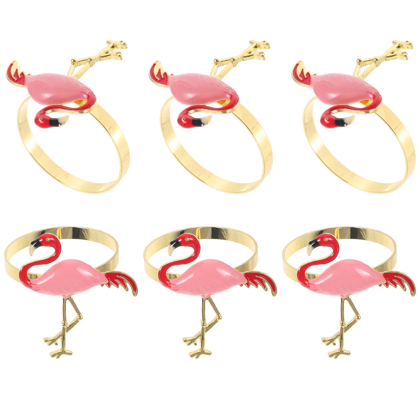 Anéis de Guardanapo Flamingo Luxuosos - 6 Peças