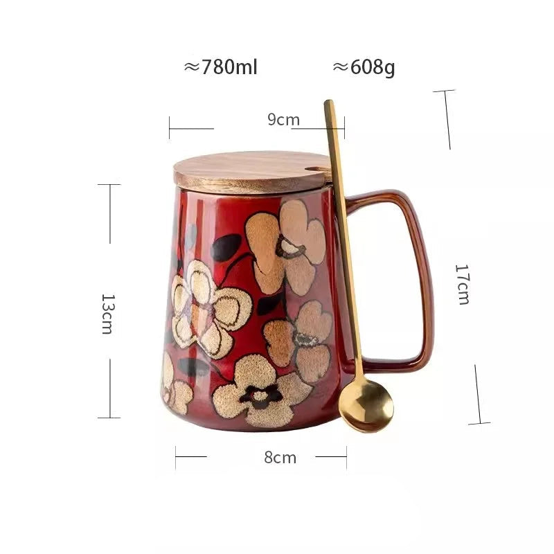 Caneca cerâmica fofa criativa, Caneca de café da manhã, Copo de cereais e leite, Xícara isolada de café e chá com Spo, 780ml