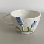 Conjunto de Canecas e Pratos de Cerâmica Tulipa Vintage