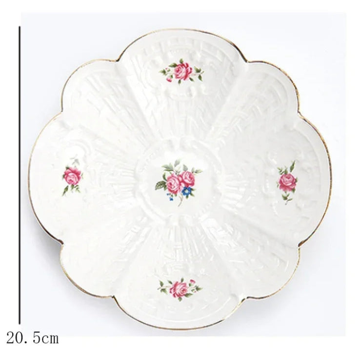 Prato de Sobremesa Floral em Cerâmica