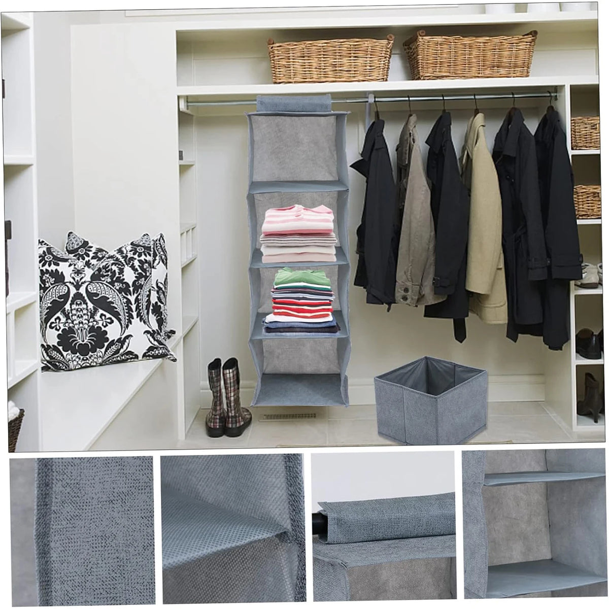 Organizador de Roupas para Guarda-Roupa com Divisórias, Bolsa de Tecido Dobrável e Lavável