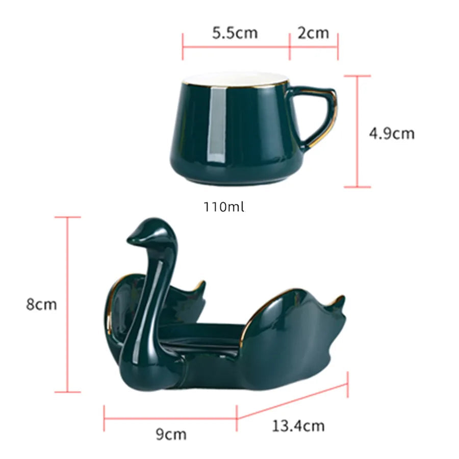 Xícara de Cerâmica Cisne com Pires - 110ml